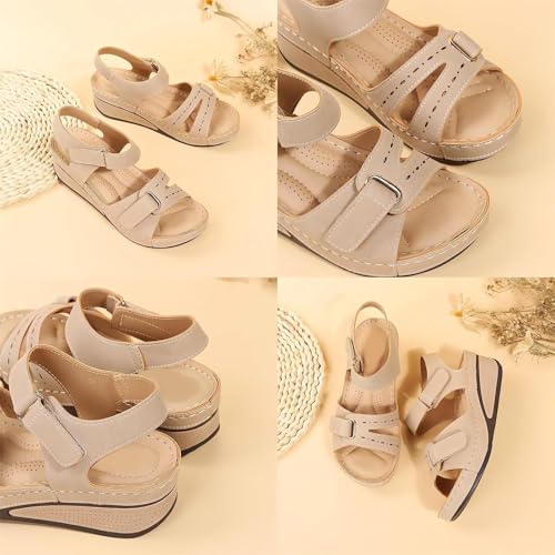 Soft And Stylish Wedge Sandals - 2025 Orthopedic Thick-soled Design, Ankle Strap Design, Comfortable Walking, Perfect Summer Casual Slippers2