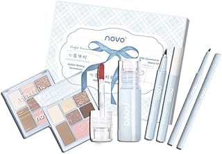 NovoUnow ライトブルーメイクアップ化粧品セット 口紅 リップ アイシャドウ アイシャドウパレット アイライナーペンシル アイブロウペンシル ポータブル 防水&防汗 長持ち 初心者 クリスマス 誕生日 冬の日 贈り物 01#