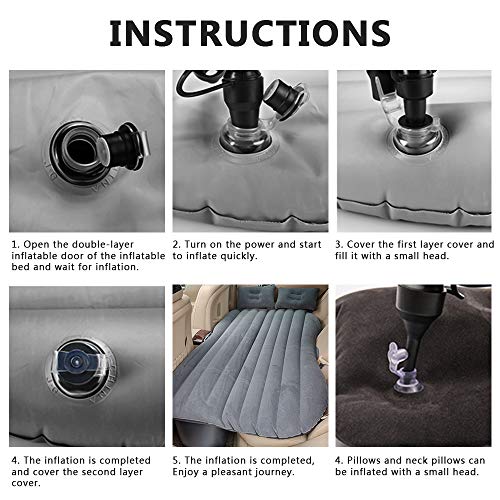hikotor Car Inflatable Air Mattress Back Seat Pump Portable Travel Camping Sleep Pad Cushion Bed fits Universal SUV Truck Minivan | Compact Twin Size