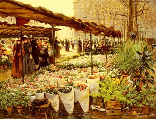 Tableaux Toile Marché aux Fleurs Madeleine Rompre la Monotonie du Bureau 60x90cm