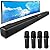 Quntelon TV Soundbar Speaker with Bluetooth/AUX/USB/TF/Coaxial, Sound Bar for Smart TV with 4 Wireless Microphones, Surround Sound System for TV (Full Black, 4mic)