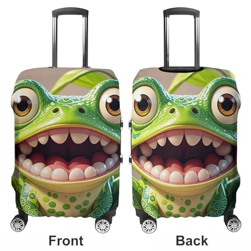 Frog with Mouth Open Cartoon Printed Luggage Cover Protector, Fits 18-32 Inch Luggage3
