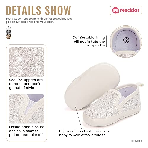 Meckior Infant Baby Girls Boys Sequin Shoes Soft Sole Toddler Slip On Newborn Crib Moccasins Casual Sneaker Austin Boy's Flat Lazy Loafers First Walkers Skate Shoe #TOP4