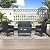 ALAULM 4 Pieces Patio Conversation Set Outdoor Rattan Patio Furniture Set Wicker Chairs with Soft Cushion and Glass Table for Patio, Backyard, Porch, Poolside(Dark Blue)