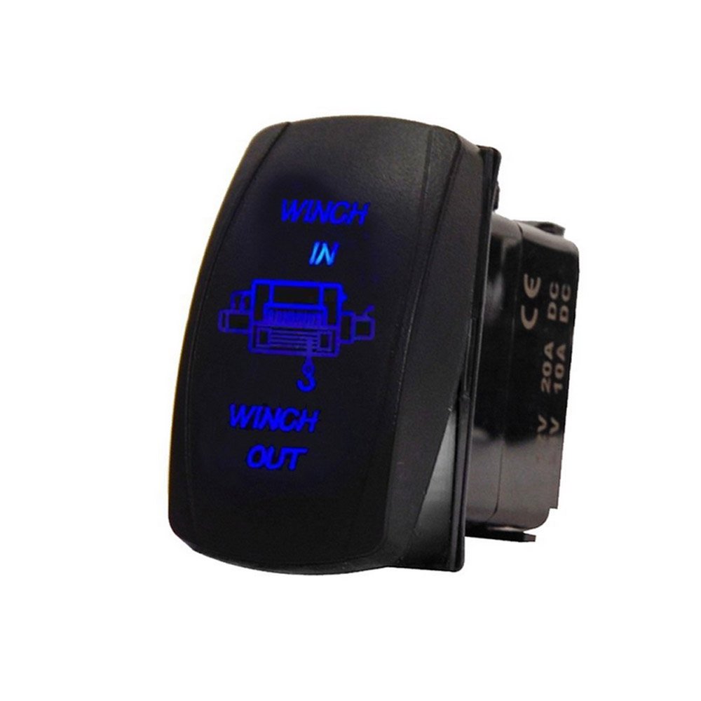 Mintice 12V 20A Tuimelschakelaar Blauw LED-licht Schakelaar AAN/UIT/AAN Momentschakelaar Wipschakelaar Drukschakelaar Waterdichte Auto Vrachtwagen Boot 7Pin Winch In Out