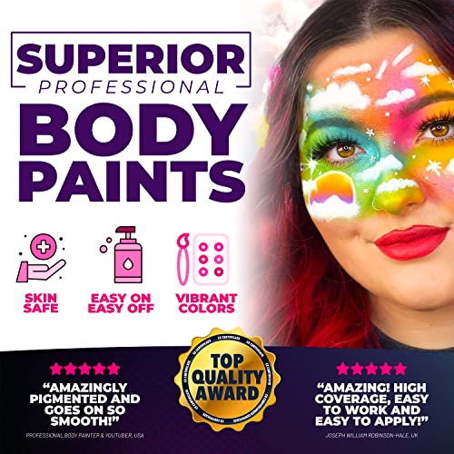 Blue Squid PRO Professional Face Paint Kit - 12x10g Classic Color Palette, 𝗡𝗘𝗪 Professional Face & Body Painting Supplies SFX, Adult & Kids, Superior Safe Paint for Sensitive Skin Halloween - Thumbnail 2