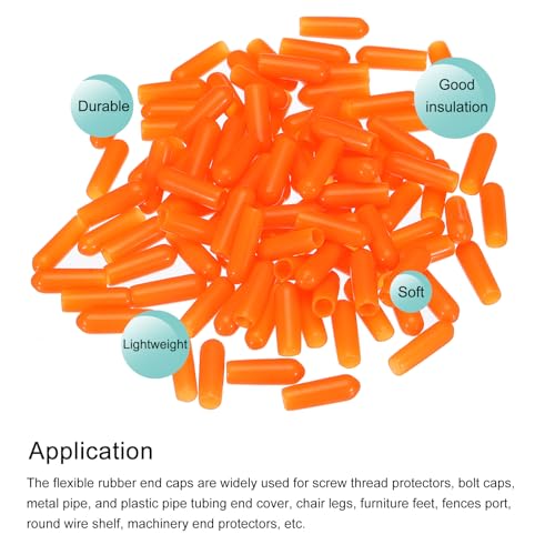 Image of MECCANIXITY 100pcs 4mm Rubber End Caps Cover PVC Vinyl Screw Thread Protector Round Wire Shelf Caps for Screw Bolt Pipe Fence Post, Orange