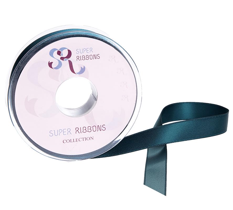 SR SUPER RIBBONS®™- Full Reel 38mm Double Faced Satin Ribbon, 20 Metres on Reel - Teal Green — image 1