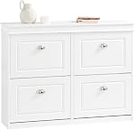SoBuy Organisateur de rangement de cabinet de chaussures étroites – 4 Tiroirs à bascule Moderne porte-chaussures blanches, Space Rangement autonome des chaussures, Organisateur de chaussures pour Hallway, Salon, Petits espaces