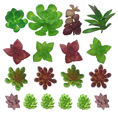 PietyDeko Suculentas Falsas, 18pcs Mini suculentas Artificiales y Ornamentos de Plantas de Cactus para la decoración de la Pared de Plantas Materiales de Bricolaje