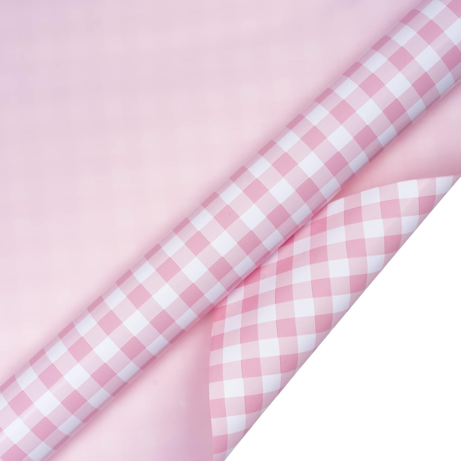 WRAPAHOLIC 30 Inch Reversible Wrapping Paper Roll - Jumbo Roll Pink and White Plaid Design for Birthday, Holiday, Wedding, Baby Shower and More Occasions - 30 Inch x 33 Feet - Image 2