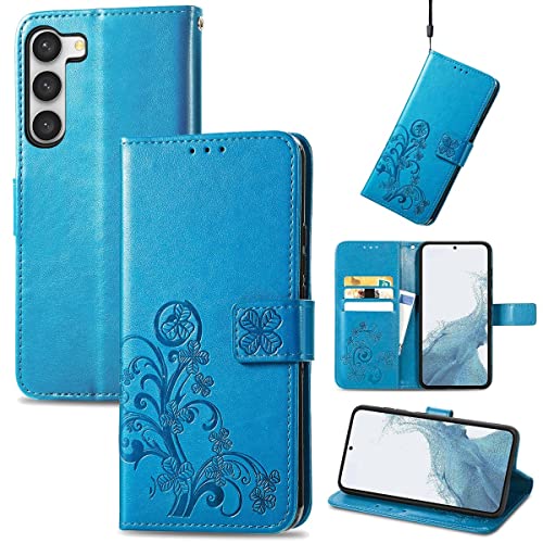 Étui cuir premium Samsung S23 Plus König Design bleu haute finition