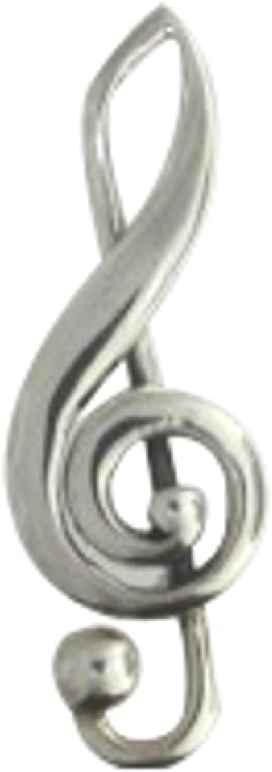 Sterling Silver Treble Clef With Inner Scroll Brooch Pin