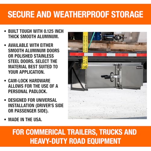 Buyers Products 1762603, 18x18x48 Smooth Aluminum Underbody Truck Tool Box with Double Barn Door, Heavy‑Duty 0.125 in Aluminum, Cam‑Lock Hardware, Rain Gutter Seal, Universal Mount by Buyers Products Company - Image 4