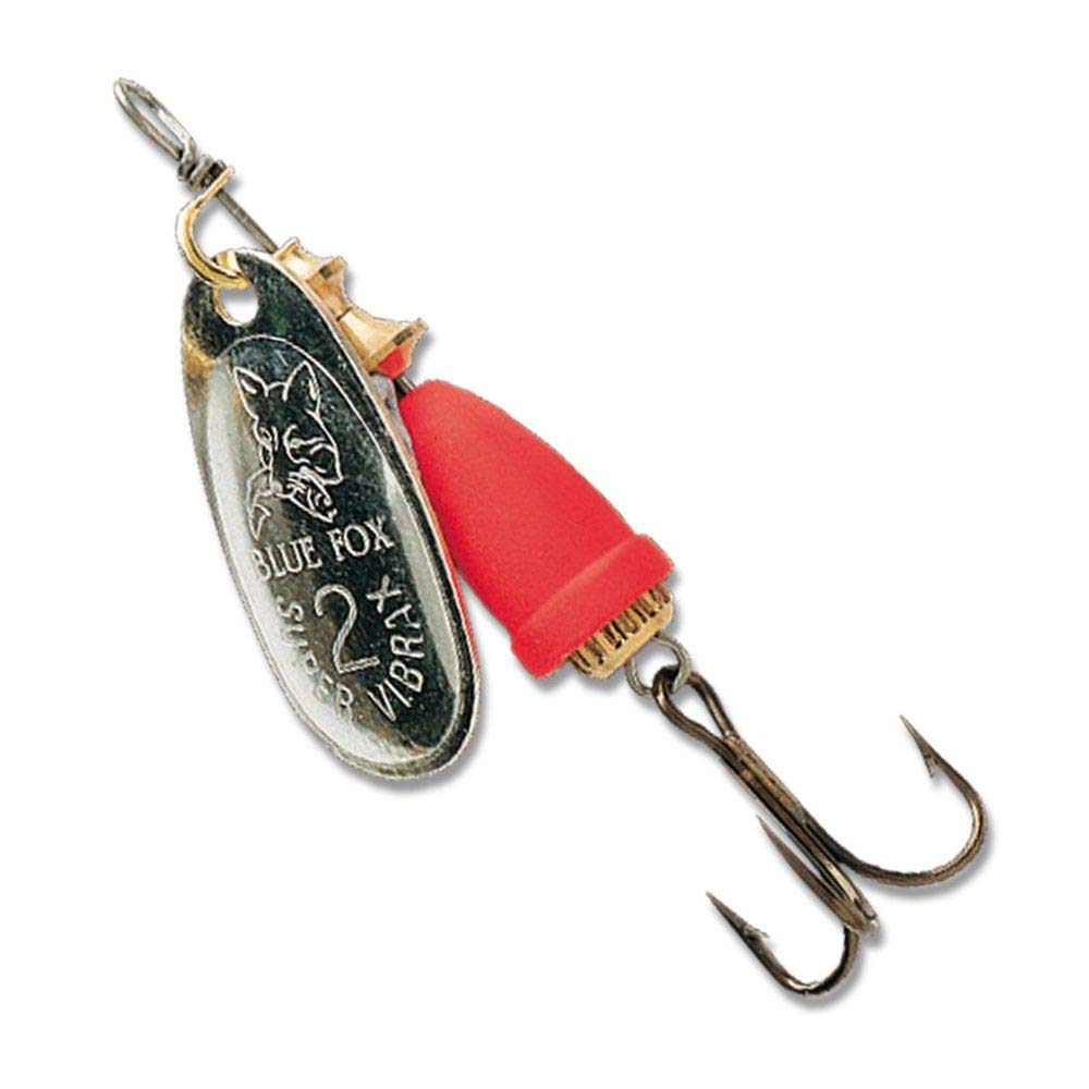 Blue Fox Classic Vibrax Spinner, 1/4-Ounce, Red Tipped/Silver Flake