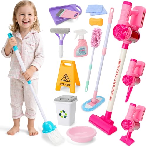 deAO Kids Cleaning Toy Set 15 Pcs Detachable Housekeeping Playset