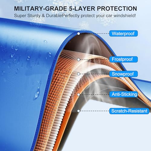 Image of Windshield Cover for Ice and Snow,【Premium Heavy Duty Durable Oxford Fabric for Super Protection!】 Windshield Snow Cover Against Frost with Panels & Straps, Fit for Most Cars, SUVs &Trucks (70 inchx 50 inch)