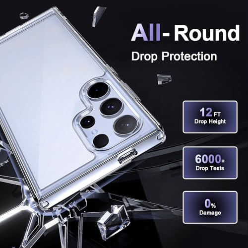 Image of Case for Samsung Galaxy S24 Ultra 5G, Military Grade Drop Protection Phone Case, Yellowing Resistant, Anti-Scratch Hard PC Back, Shockproof Hard Ultra-Thin Protective Cover, Clear