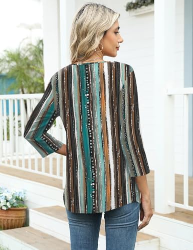 Image of LOMON Womens 3 /4 Length Sleeve T Shirts Asymmetrical Neck Tops Business Blouses for Women Fashion 2026