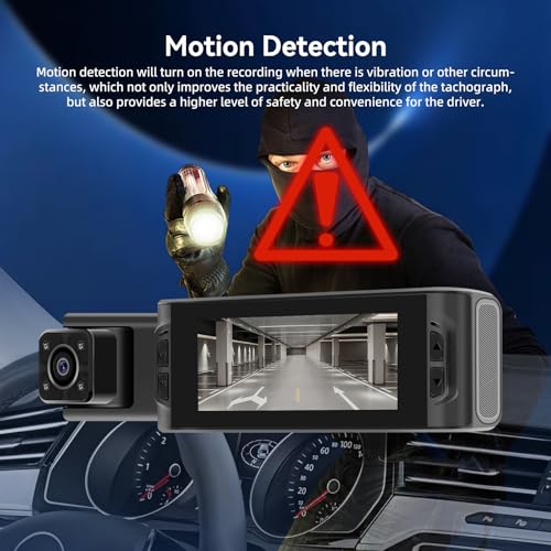 NHOPEEW Dash CAM de 3 Canales - Dashcam Frontal y Trasera de 360° con Pantalla de 3,16 Pulgadas - WiFi/Grabación en Bucle/Compensación de exposición/Detección de Movimiento - imagen 3