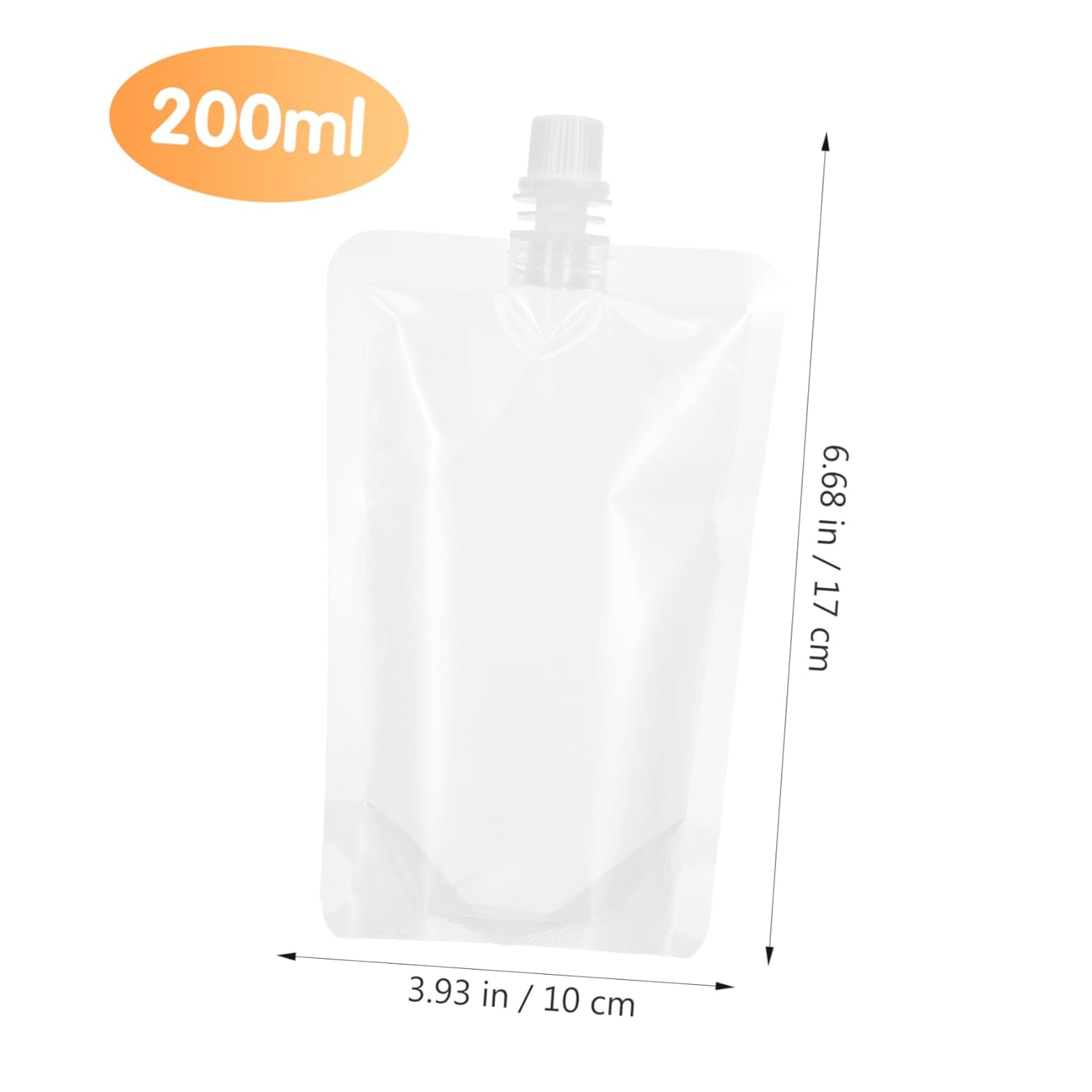 HANABASS 50 Pcs Food Grade Reusable Plastic Drink Pouches with Screw Cap 6.7Oz Clear Leak-Proof Liquid Packaging Bags for Soybean Milk Juice Travel Outdoor