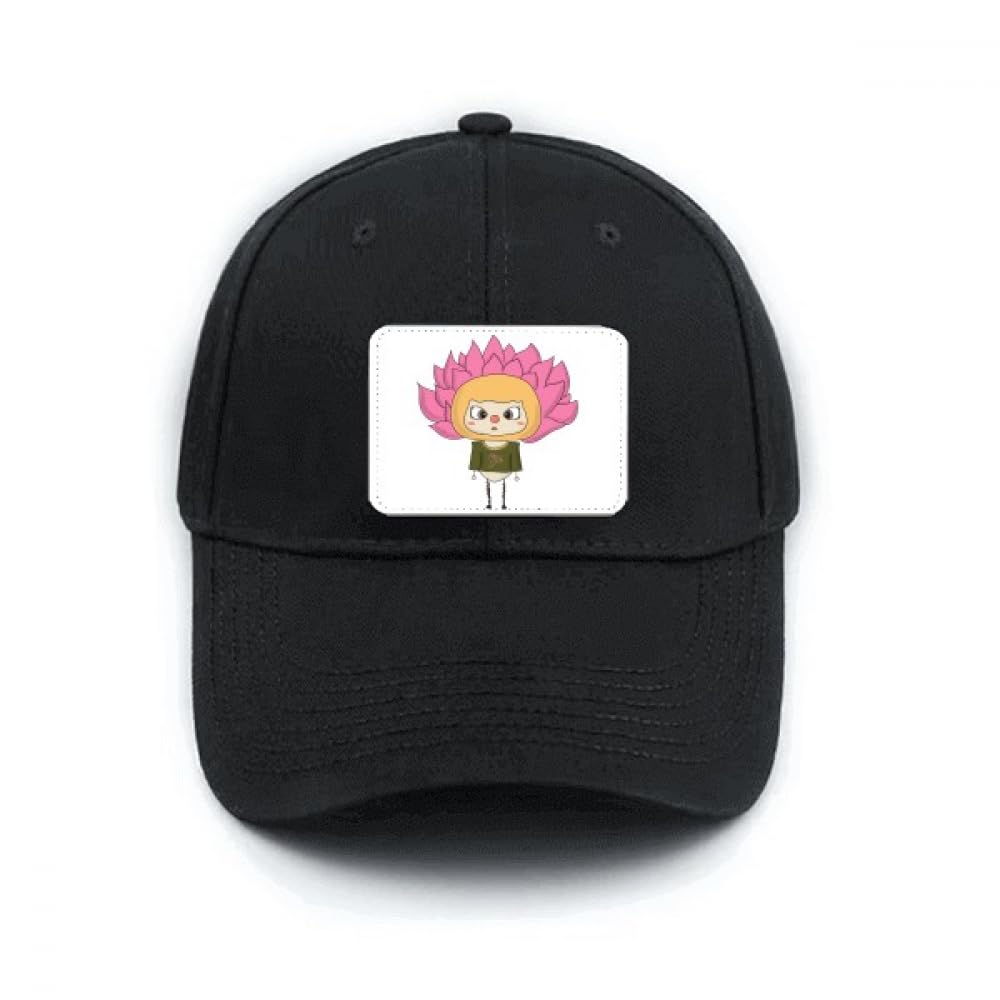 Casquette de baseball réglable noir motif libellule rose lotus style décontracté