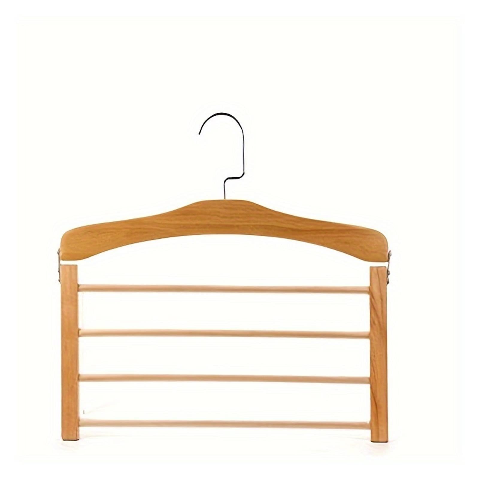 Solide multifunktionale mehrstufige Hosenablage for den Haushalt, zur Aufbewahrung von Mänteln, Handtüchern, Schals und Krawatten(Natural Wood)