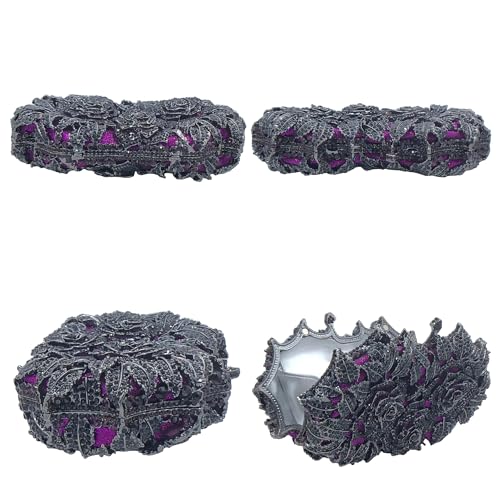 Image of Boutique De FGG Mini Flower Evening Bags For Women Formal,Party Rhinestone Clutch Purses,Wedding Floral Crystal Clutch Bag