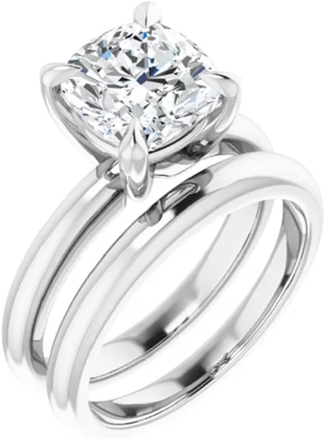 Petite Halo Vine Moissanite Diamond Ring Set, 3.00 CT Cushion Moissanite Engagement Ring Set, Wedding Ring Set, Bridal Ring, Promise/Anniversary Rings for Women