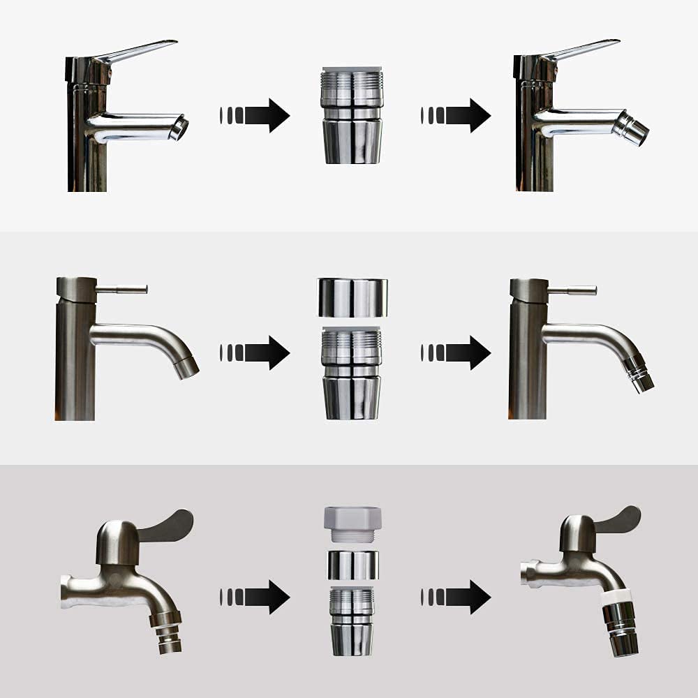 Agua Dental Flosser Grifo Faucet Irrigator 6PCS Boquilla Spray Boquilla Agua Jet Floss Irrigador Dental 360 Grado Rotación Dental Pinte Oral Riego Dientes Máquina de Limpieza