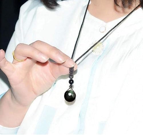 Miniatura 8 de Obsidian Necklace, Rainbow Obsidian Necklace Men Women Couple Black Pendant Necklaces Real Raw Natural Stone Talisman Obsidiana Negra Original