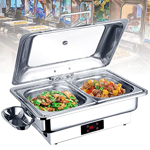 Server a buffet e vassoio riscaldante, scaldavivande elettrico con display touch, riscaldamento rapido da 600 W, controllo della temperatura 30 ℃ -90 ℃ per mantenere il cibo caldo