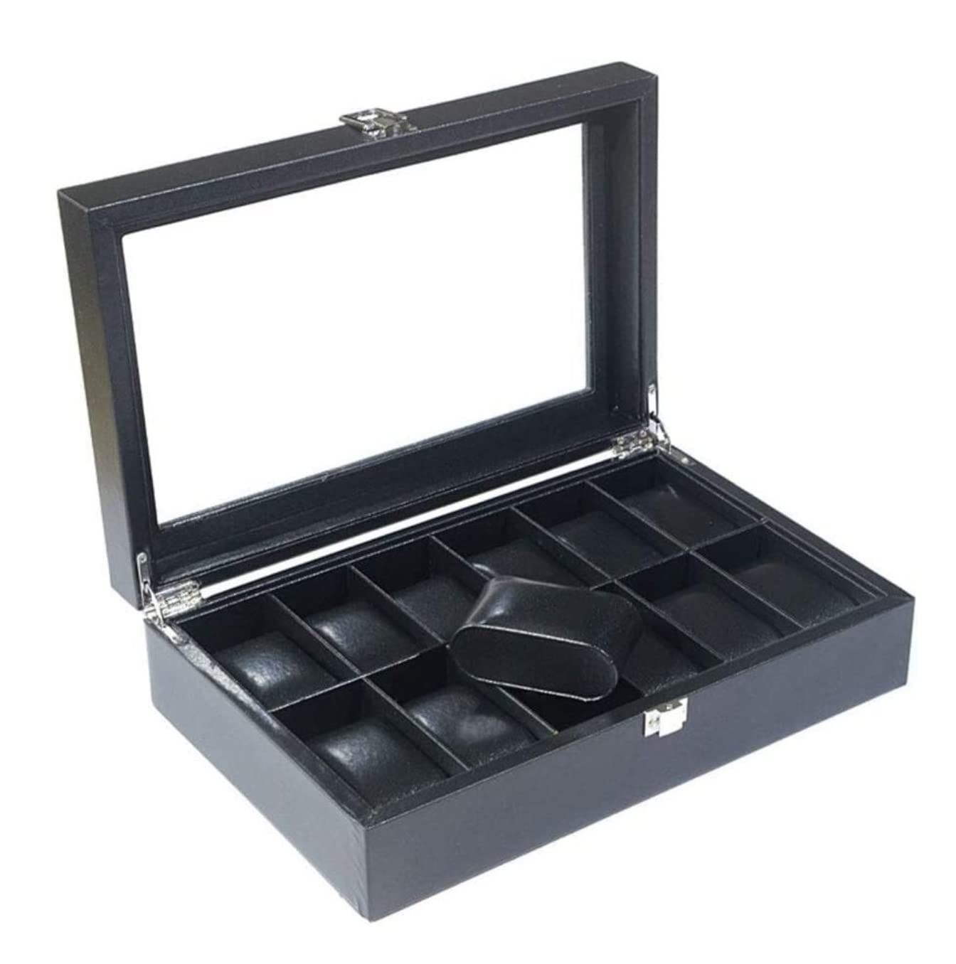 Porta Orologi Uomo Elegante Custodia per Orologio Classica 12 Slot con Fibbia in Metallo con Chiusura A Chiave Espositore per Portaoggetti Scatola Orologi