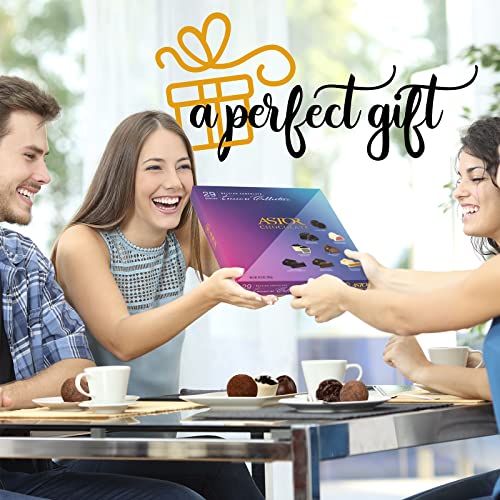 Astor Chocolate Gourmet Truffles Box, 29 Piece Assorted Belgian Chocolates Gift Set For Women Him & Her Families, Kosher Candy, Christmas Birthday Valentines Day Party, Prime Holiday Delivery Basket #TOP5