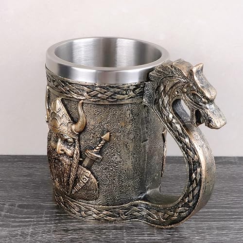 Wikingerschiff Drakkar Bierkrug Edelstahleinsatz, Wikinger-Becher, Nordischer Wikinger-Bierkrug, wikinger geschenke für männer Geeignet für die Sammlung Sammlungen, Geschenke zum Vatertag(Stil-1)