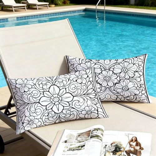 Housse coussin 40x80 imperméable en lin gris avec fermeture éclair - 5