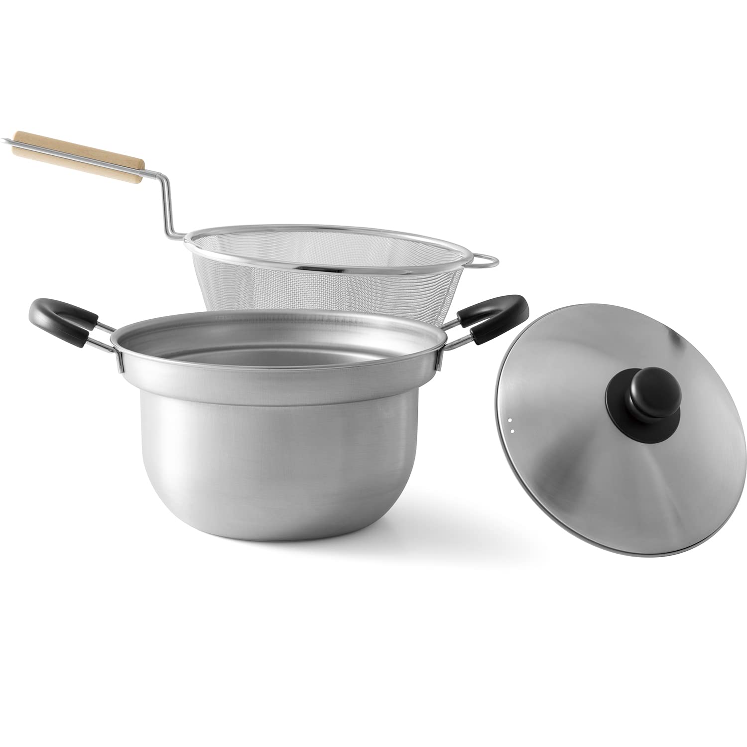 Amazon.co.jp: 和平フレイズ dancyu 木柄ザル付鍋セット 22cm