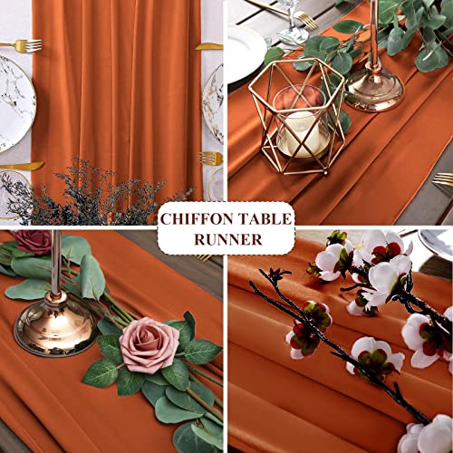 10 Pcs Chiffon Table Runner 10Ft -28X120 Inches Terracotta Sheer Chiffon Table Runner Chiffon Romantic Wedding Runner Overlays For Wedding Decor Birthday Party Bridal Baby Shower Table Decoration #TOP3