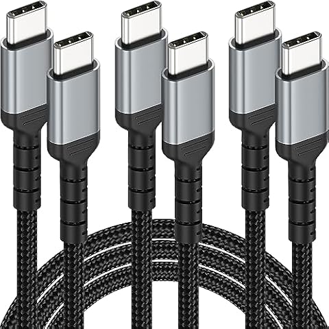 6ft USB C Charger Cable 3 Pack, Braided USB 2.0 C to C Type Fast Charging Cable PD 60W/3A Compatible with Apple iPhone 15 iPad Pro/Air/Mini, Samsung Galaxy S23, Google Pixel, USBC-C Cable 2m Cover
