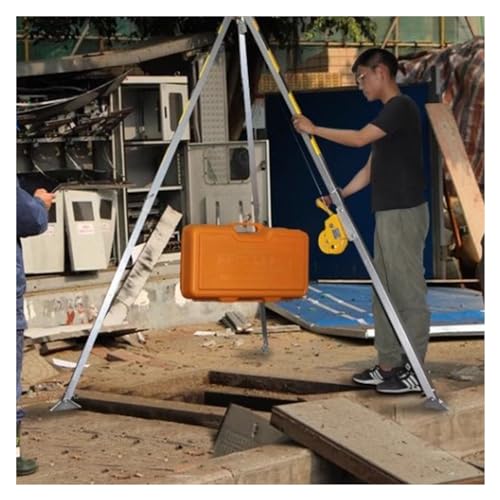 Aluminum Safety Confined Space Tripod Kit with Winch, Heavy Duty Industrial Lifting and Rescue Equipment, Portable Construction Tripod Stabilizer for Sewer & Fire-fighting ( Color : 1800lbs Winch with