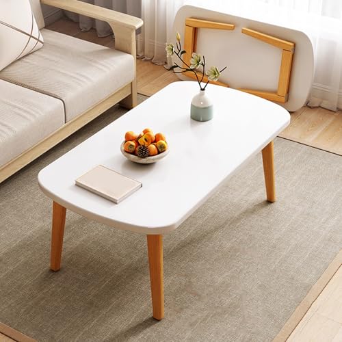 YZMJXNYY Mesa de Centro Plegable, Mesa de Centro Pequeña de Madera, Portátil Y Flexible, Adecuada for Sala de Estar, Apartamento, Salón(White)