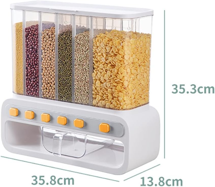 Multifunctional 6in1 Rotating Food Storage Box With Lid Insect Grain Organizer Separat Rice Bucket