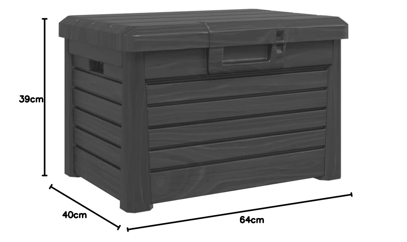 Große Outdoor-Kissenbox Anthrazit 120L, 73x50,5x46,5cm, robuste Polypropylen Aufbewahrungsbox für Garten, Terrasse, Poolbereich, abschließbare Kissenaufbewahrung