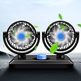 Porfeet Ventilateur De Voiture, Silencieux 12 / 24V Double Tête Tournante Véhicule Automobile Camion Van été Refroidissement Ventilateur d'air Noir 24V