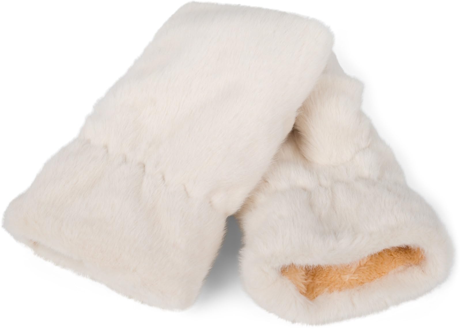 Stylebreaker Women's Cream-Beige Fingerless Gloves Made Of Cuddly Faux Fur - Warm Single-Coloured Winter Gloves In Teddy Fur Look 09010049, Colour: