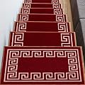 Stair Treads Greek Key Design Slip Resistant Backing, Stain Resistant, Red, 19.5''X32'' Matching Mat
