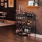 Versatile Liquor Stand for Home Bar, Wine Rack Freestanding Floor, Mini Bar Table for Liquor Whiskey Wine, 3-Tier Trapezoidal Liquor Bottle Display Shelf with Glass Holder and Fences(Patent Pending) - Image 2