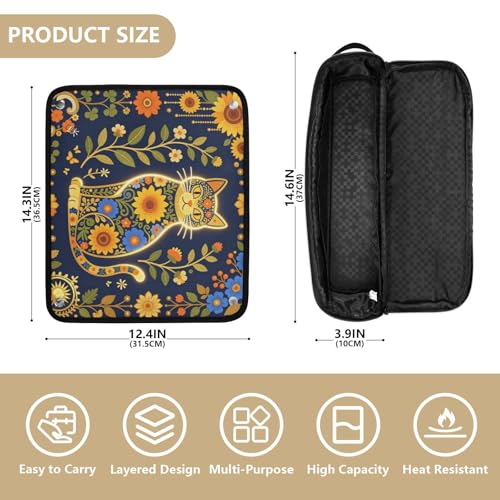 Bolsa de viaje y tapete resistente al calor para herramientas de cabello, organizador para plancha de pelo, rizador y secador, diseño con flores miniatura 4