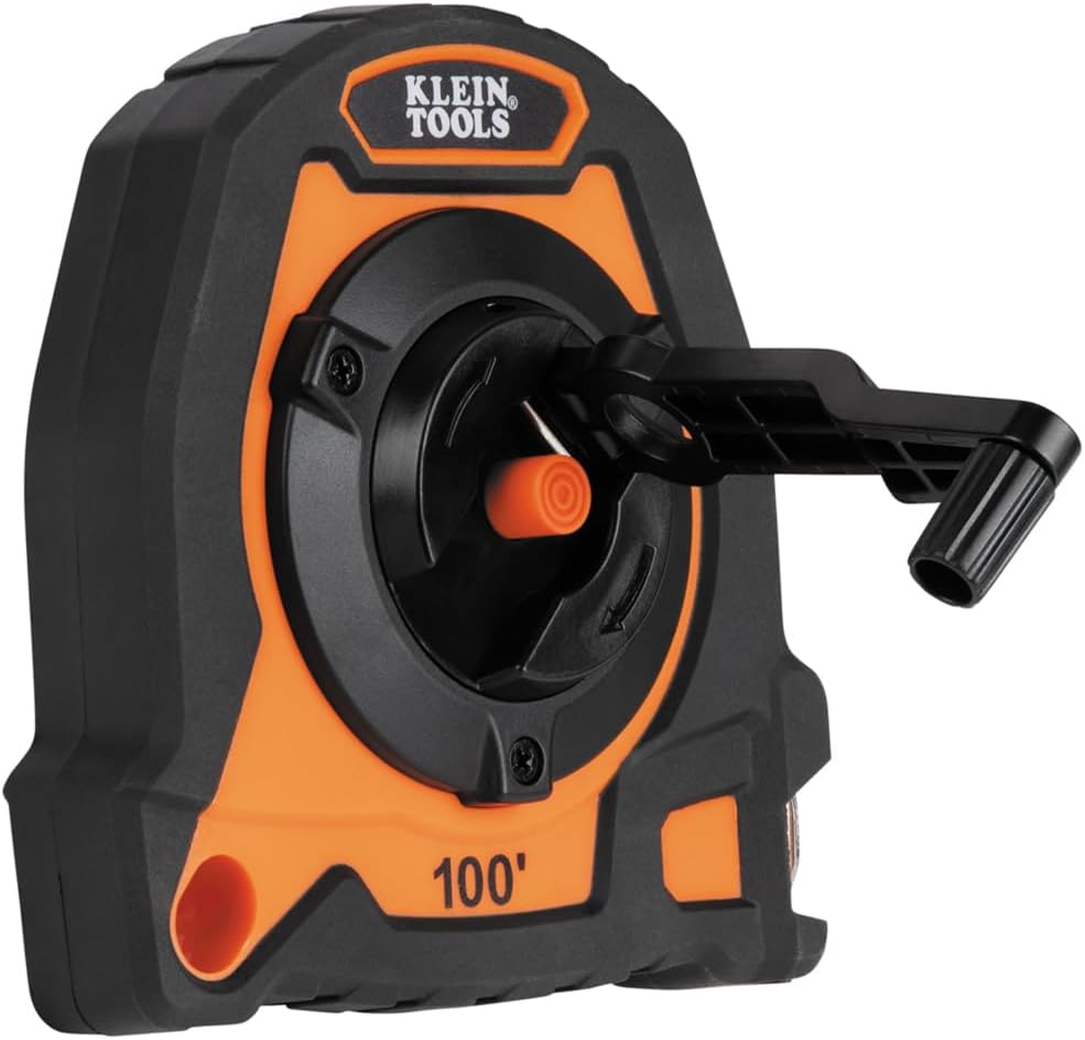 Klein Tools 94100CR Closed Reel Long Tape Measure, 100-Foot Nylon Coated Blade, with Belt Clip and Lanyard Hole