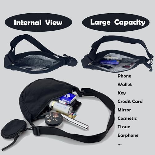 Image of Nylon Crescent Crossbody Bag for Women Purses Trendy Men,Small Travel Sling Bag Hobo